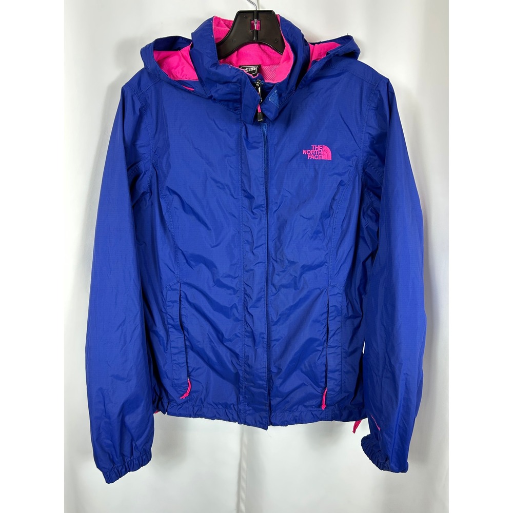 The North Face Resolve Blue Pink Hooded Windbreaker Rain Jacket Womens Medium